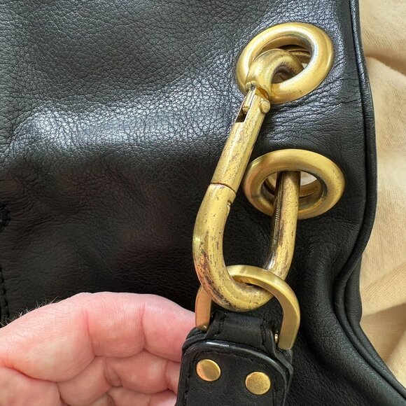 Jimmy Choo Black Leather Mave Foldover Clutch Carry Bag Authentic - Picture 14 of 17